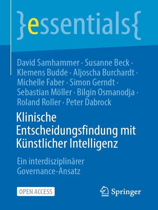 Title details for Klinische Entscheidungsfindung mit Künstlicher Intelligenz by David Samhammer - Available